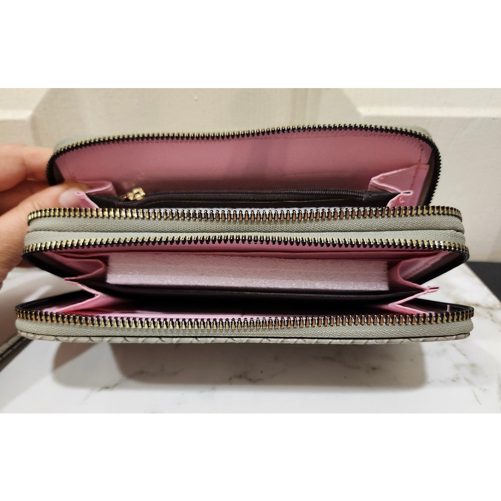 Braided Pattern Glossy Wallet In Gray - Picture 4 of 8
